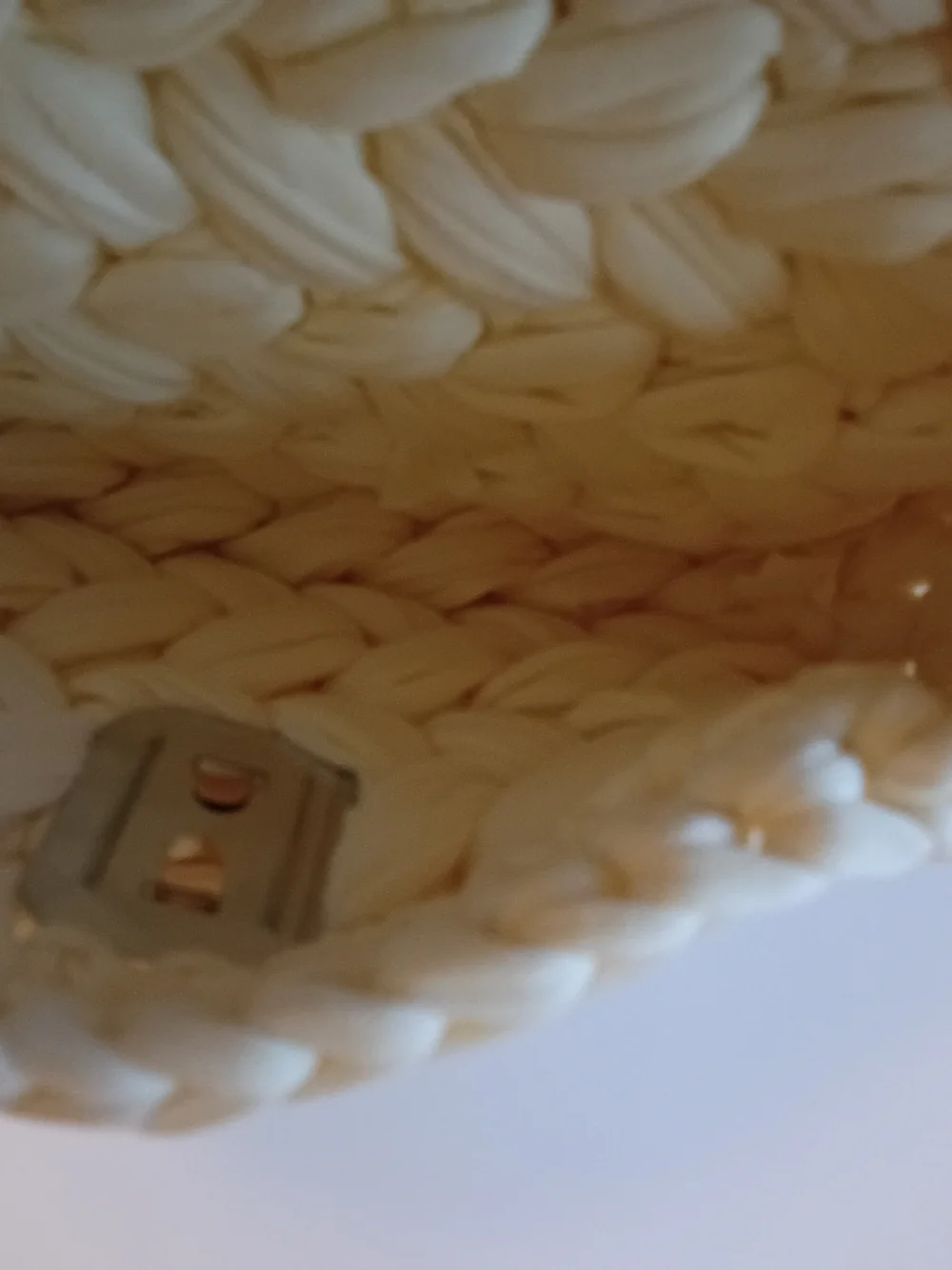 Cream Hand-Knit Crossbody Bag with Gold Chain Strap